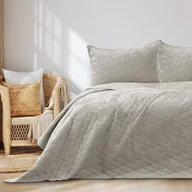 Narzuty - Narzuta LAILA kolor beżowy gładki styl glamour materiał przód velvet, tył mikrofibra 170x210 AmeliaHome - miniaturka - grafika 1