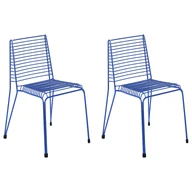 Fotele i krzesła ogrodowe - BELIANI Zestaw 2 krzeseł ogrodowych CHIEVE Metal Niebieski - miniaturka - grafika 1
