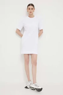 Sukienki - Armani Exchange sukienka kolor biały mini prosta - grafika 1