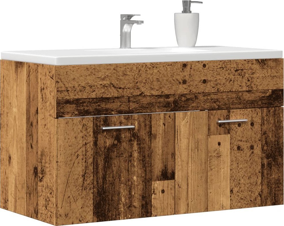 vidaXL vidaXL Szafka pod umywalkę, stare drewno, 90x38,5x46 cm