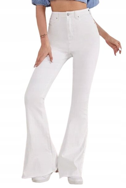SHEIN JEANSY Z WYSOKIM STANEM GŁADKIE BIAŁE XS V1B