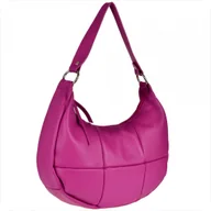 Torebki damskie - Torebka shopper z szerokim paskiem skóra naturalna fuksja - miniaturka - grafika 1