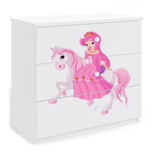 KocotKids Komoda do pokoju dziecięcego, babydreams, księżniczka na koniu, 81 cm, biel, mat - Komody dla dzieci - miniaturka - grafika 1