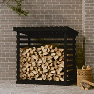 Akcesoria kominkowe - vidaXL Stojak na drewno, czarny, 108x73x108 cm, lite drewno sosnowe - miniaturka - grafika 1