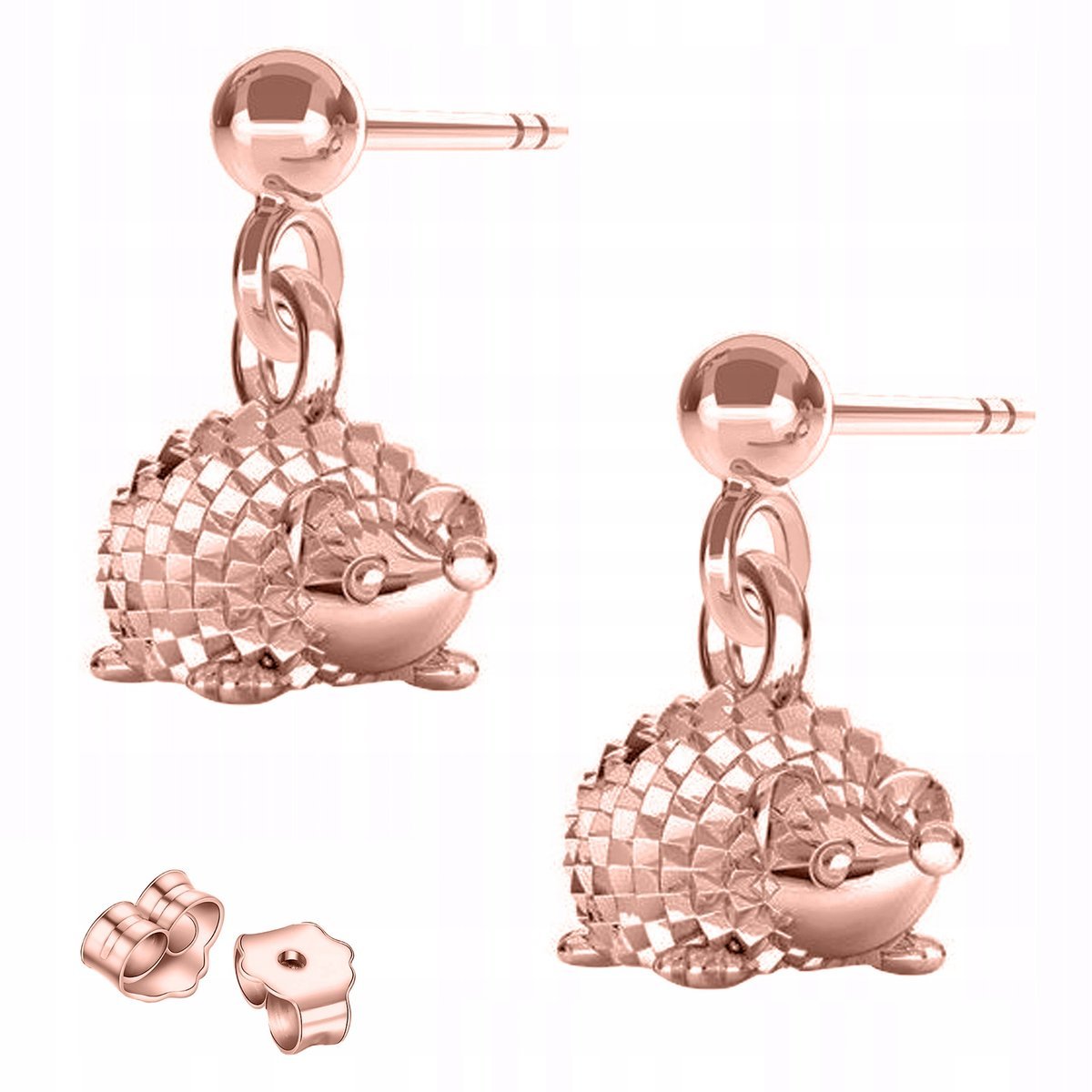 Kolczyki Pozłacane Wkrętki z Jeżami Zwierzęta Jeże Jeżyki Jeż SREBRO 925