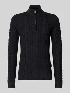 Sweter z dzianiny z zamkiem błyskawicznym model ‘BASIM’ - Swetry męskie - miniaturka - grafika 1