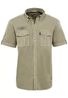 Koszule męskie - camel active Męska koszula z krótkim rękawem z bawełny, khaki, XL - miniaturka - grafika 1