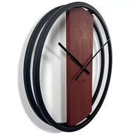 Zegary - Zegar okrągły dębowy LOFT OVAL mahoń 50cm - miniaturka - grafika 1