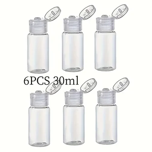 TEMU Zestaw 6 sztuk pustych plastikowych butelek podróżnych o pojemności 15ml-30ml/0.5oz-1oz z zakrętką typu , odpowiednich do próbek balsamu, - Pozostałe akcesoria kosmetyczne - miniaturka - grafika 1