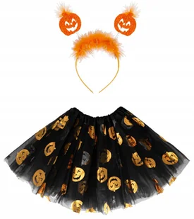 STRÓJ KOSTIUM DYNIA HALLOWEEN OPASKA + SPÓDNICZKA TIULOWA CZARNA DYNIE TUTU - Dodatki do strojów karnawałowych - miniaturka - grafika 1
