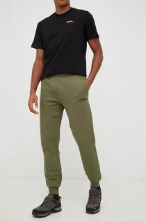 Spodnie męskie - Jack Wolfskin spodnie dresowe bawełniane męskie kolor zielony gładkie - grafika 1