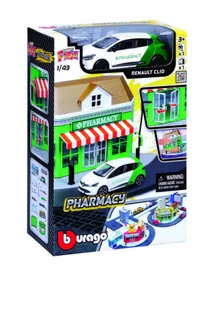 MIASTO BBURAGO Apteka + RENAULT CLIO 1:43 - Zabawki konstrukcyjne - miniaturka - grafika 1