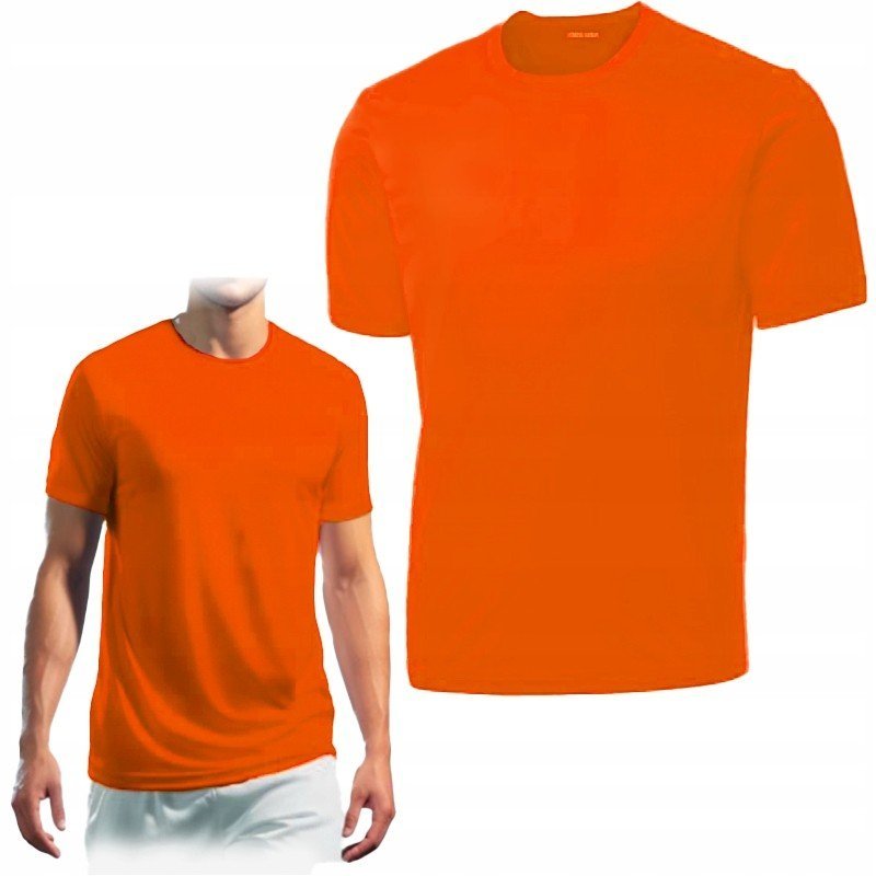 T-SHIRT KOSZULKA HI-VIS OSTRZEGAWCZA POLI BAWEŁNA MĘSKA odblaskowa ROBOCZA