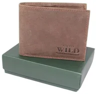 Portfele - Portfel Męski Skórzany WILD Skóra Licowa Duży Poziomy Bez Zapięcia Brązowy Zamszowy N304-MWH 12,5 x 10 x 3 [cm] - miniaturka - grafika 1