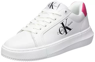 Calvin Klein Jeans Damskie trampki z masywnym kubkiem, sznurowane MON LTH WN, białe/malinowe sorbet, 7 UK, Biały sorbet malinowy, 40 EU - Trampki damskie - miniaturka - grafika 1