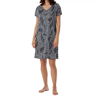 Piżamy damskie - Schiesser Damska koszula nocna z krótkim rękawem bawełna modal koszula nocna Bigshirt - Nightwear, Jade Floral_179241, 42 - grafika 1