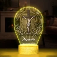 Pamiątka Pierwszej Komunii Świętej - Lampka LED L 3D z nadrukiem na szkle akrylowym dla niego księdza chłopca na chrzest komunię - miniaturka - grafika 1