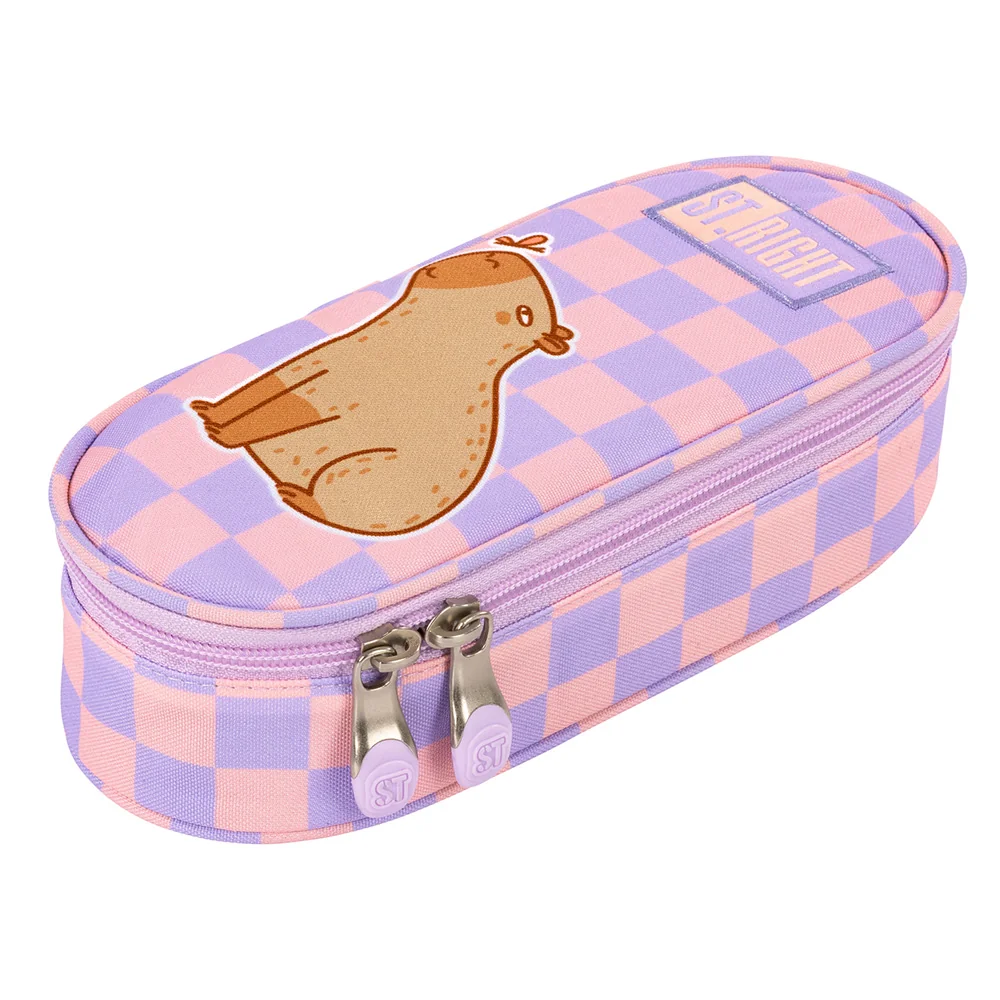 Piórnik saszetka usztywniona z wewnętrzną klapką. Chill Capybara