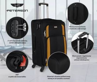 Mała walizka kabinowa z miękkiego materiału — Peterson - Walizki - miniaturka - grafika 10