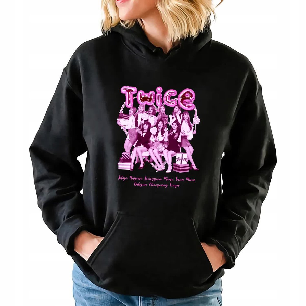 Bluza Damska Czarna Z Kapturem TWICE Korea Seoul Hit KPOP - Rozmiar S