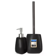 Akcesoria łazienkowe - Zestaw dozownik na mydło + szczotka WC, czarny - miniaturka - grafika 1