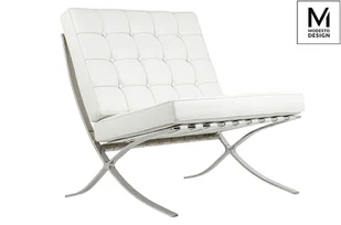 Modesto Design Fotel BARCELON biały - ekoskóra, stal polerowana KH.21456 - Taborety i hokery - miniaturka - grafika 1