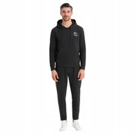 Dresy męskie - Komplet dresowy męski bluza z kapturem i spodnie czarny Ombre Z107 V1 XL - miniaturka - grafika 1