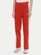 Spodnie sportowe damskie - Puma Spodnie dresowe T7 Always On 629797 Czerwony Straight Fit - miniaturka - grafika 1