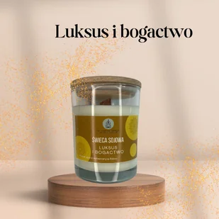 Luksus i bogactwo Świeca sojowa w szkle z drewnianym zamknięciem 250 ml - Świece - miniaturka - grafika 1