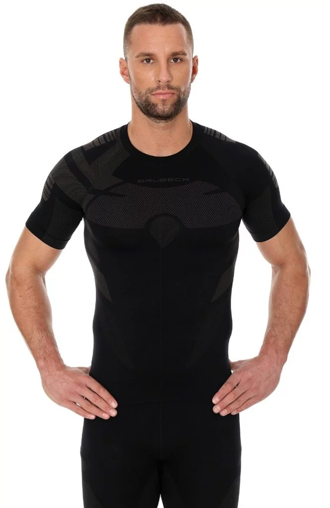 Brubeck, T-shirt termoaktywny męski z krótkim rękawem, Dry, czarny, rozmiar M