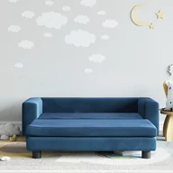 Meble do sypialni - vidaXL Sofa dziecięca z podnóżkiem, niebieska, 100x50x30 cm, aksamit - miniaturka - grafika 1