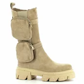 Kozaki damskie - Beżowe kozaki z kieszonkami CARINII - Carinii - miniaturka - grafika 1