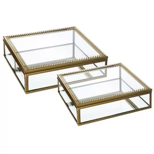 Atmosphera Créateur d'intérieur Zestaw dwóch szkatułek Spirit, szkło, złote, 2 szt - Dekoracje domu - miniaturka - grafika 1