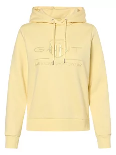 Gant - Damska bluza z kapturem, żółty - Bluzy damskie - miniaturka - grafika 1
