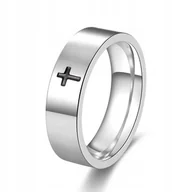 Pierścionki - Obrączka PIERŚCIEŃ Sygnet SREBRNY Stal Krzyżyk 242 - miniaturka - grafika 1