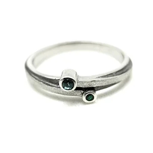 Pierścionek srebrny z topazem i szmaragdem - Pierścionki - miniaturka - grafika 1