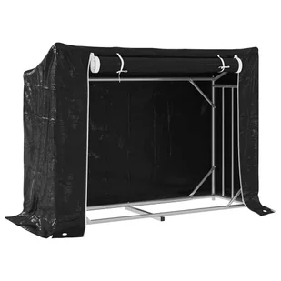 vidaXL Stojak na drewno opałowe z drutem stalowym, 151x60,5x110,5 cm - Wózki magazynowe - miniaturka - grafika 1