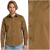 Koszule męskie - Lee PATCH SHIRT Buffalo brązowa bawełniana koszula małe logo REGULAR FIT M - miniaturka - grafika 1