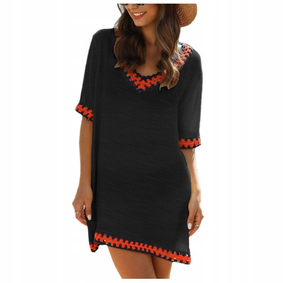 Sukienka tunika plażowa z haftem