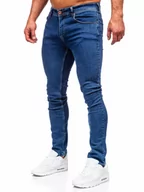 Spodnie męskie - Granatowe spodnie jeansowe męskie regular fit Denley 1122 - miniaturka - grafika 1