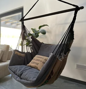 Hamak wiszący krzesło brazylijskie Coffee Swing XXL - Szary - Hamaki - miniaturka - grafika 1