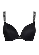 Biustonosze - Marilyn Poupée damski biustonosz Mon Bijou Secret delikatne wkładki push-up, gładkie ramiączka, czarny, czarny, 70C - miniaturka - grafika 1
