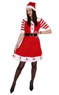 Sukienki - Strój Mikołajki, kostium damski, sukienka + czapka XXS - miniaturka - grafika 1
