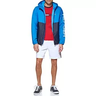 Kurtki męskie - Tommy Hilfiger Męska kurtka przeciwdeszczowa z logo Color Blocked, Blok kolorów niebieski/morski, XL - miniaturka - grafika 1
