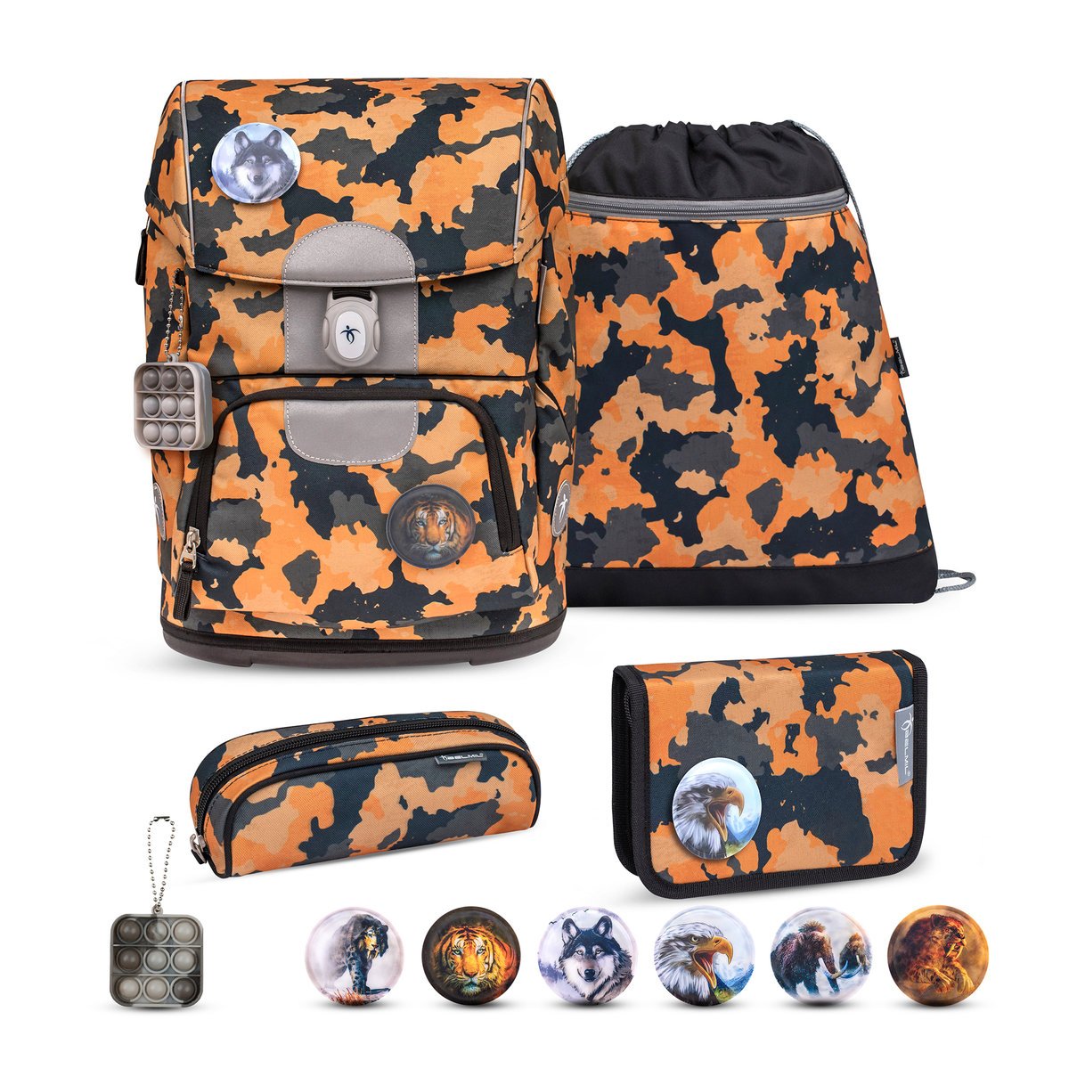 Motion Orange Camouflage Zestaw tornistra szkolnego 4-częściowy