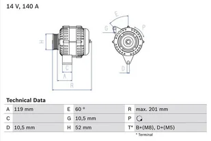 Alternator Bosch 0 986 046 190 - Alternatory - miniaturka - grafika 1