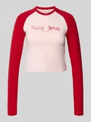 Bluzki damskie - Bluzka krótka z długim, raglanowym rękawem - miniaturka - grafika 1