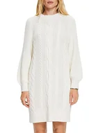 Sukienki - ESPRIT Sukienka z dzianiny warkoczowej z mieszanki wełny, Off White, L - miniaturka - grafika 1