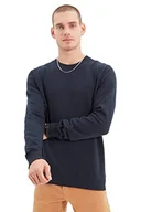 Bluzy męskie - Trendyol Bluza męska Navy Blue Male Regular Fit, S - miniaturka - grafika 1