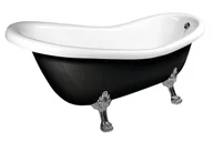 Wanny - Polysan Retro Wanna wolnostojąca 147x69,5 cm czarno-biała/chrom mat 85326 - miniaturka - grafika 1